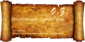 Osztheimer Zakária névjegykártya